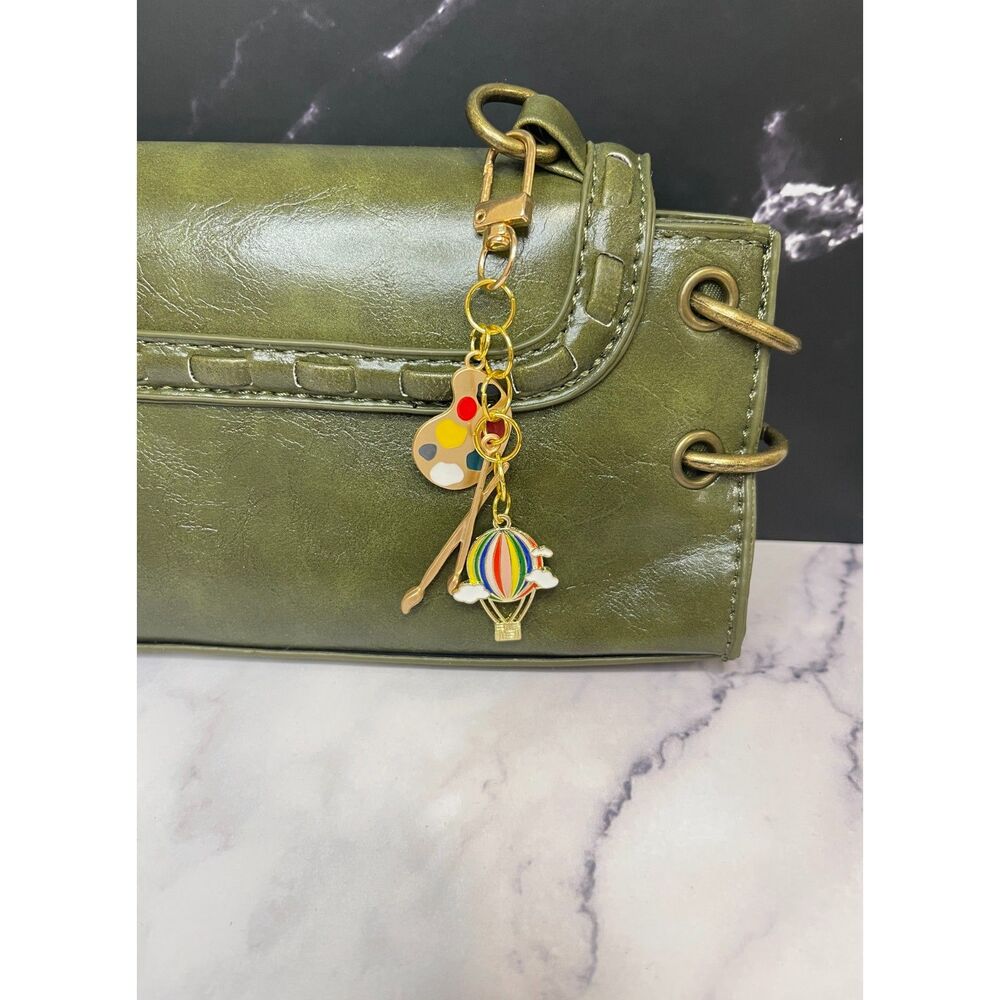 Paint & Hot Air Balloon Purse Charm Keychain, Bag Accessories